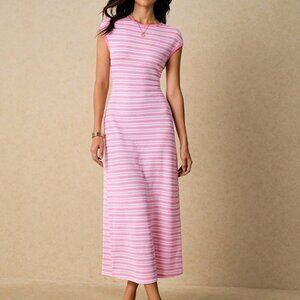Pink Casual Women's Striped Dress